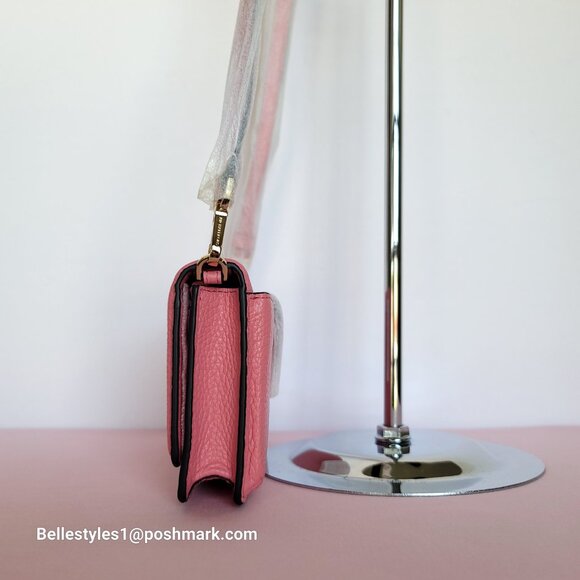 MICHAEL KORS Jet Set Charm Small Phone Pebbled Leather Crossbody- Tea Rose⭐ - Picture 8 of 16